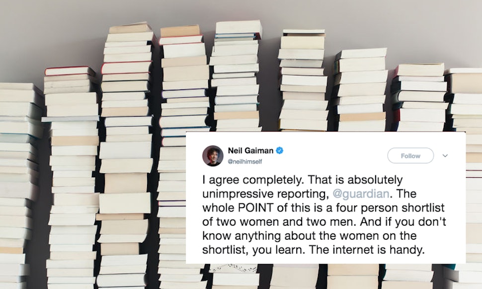 Writers On Twitter Are Calling Out The Guardian For Coverage Of A Literary Award That Virtually Ignored The Female Finalists by Kristian Wilson for Bustle