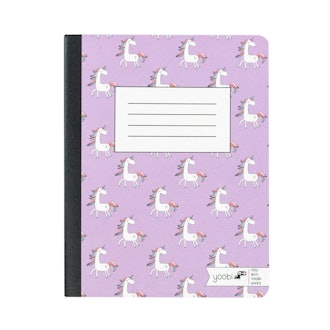 Composition Notebook 7.5" x 9.8" College Ruled Purple Unicorn