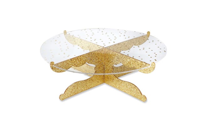 Kate Aspen Party Time Gold Glitter Acrylic Cake Stand