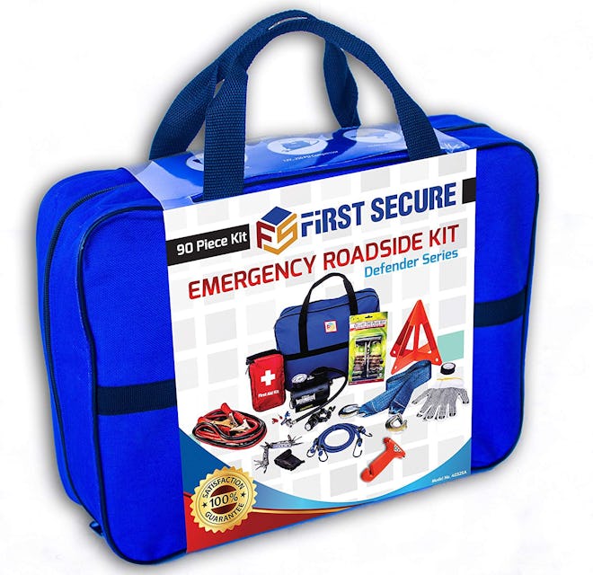 First Secure 90-Piece Car Emergency Kit 