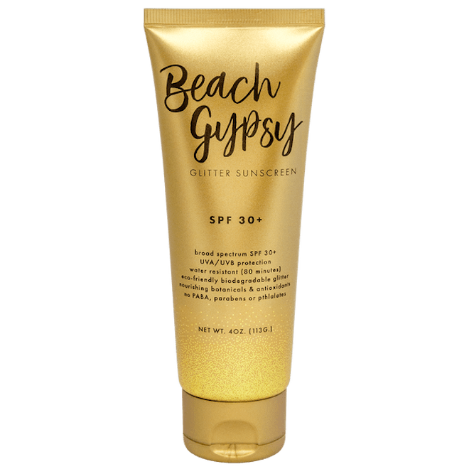 BEACH GYPSY SPF 30+ WITH GOLD GLITTER – 4 OZ.