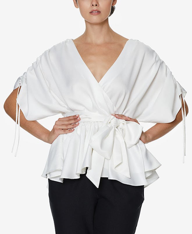INSPR-D By Natalie Off Duty Ruffle Wrap Top