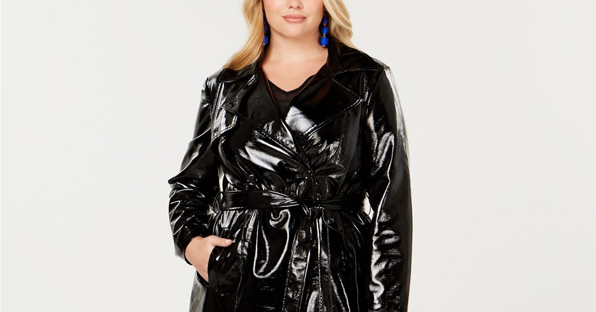 I.N.C. Plus Size Patent Trench Coat, Created for Macy's I.N.C. Plus Size Patent Trench Coat, Created for Macy's