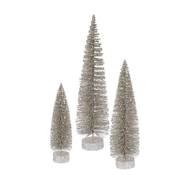Unlit Artificial Christmas Tree Glitter Oval Set — Champagne