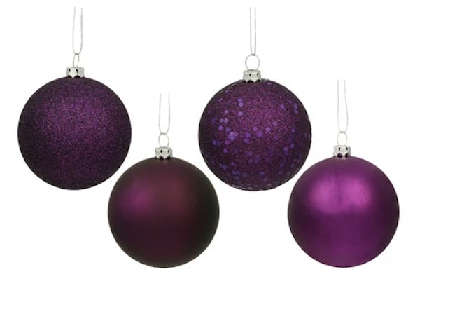 Purple Assorted Finishes Ball Shatterproof Christmas Ornament (Set Of 20)