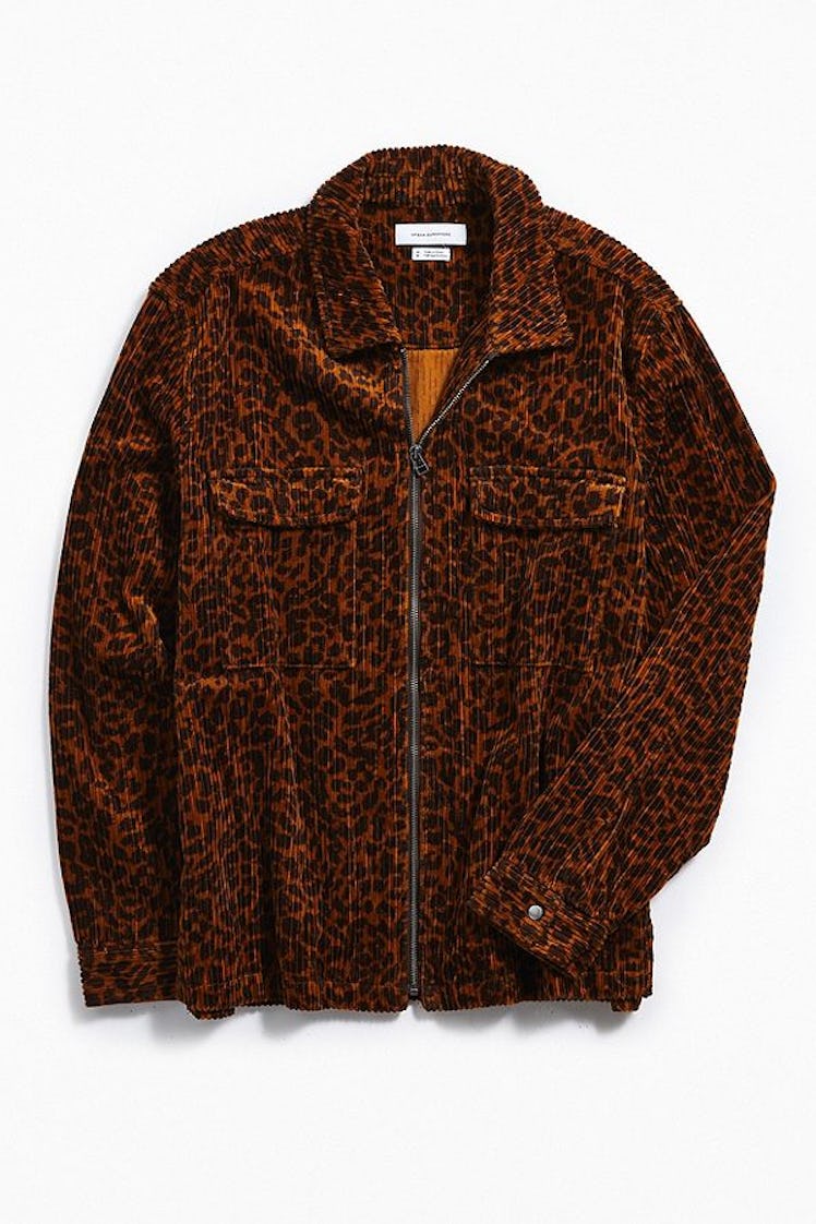 UO Ryder Cheetah Corduroy Zip-Up Shirt