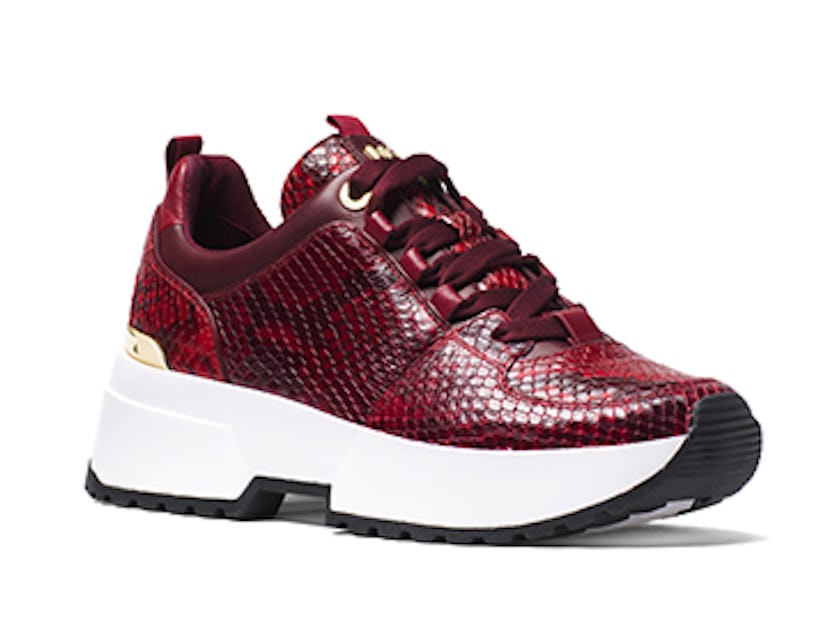 Cosmo Snake-Embossed Leather Trainer