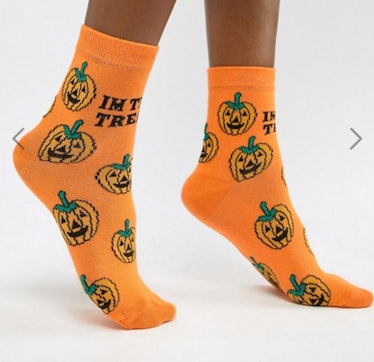 ASOS DESIGN Halloween His & Hers Pumpkin Ankle Sock