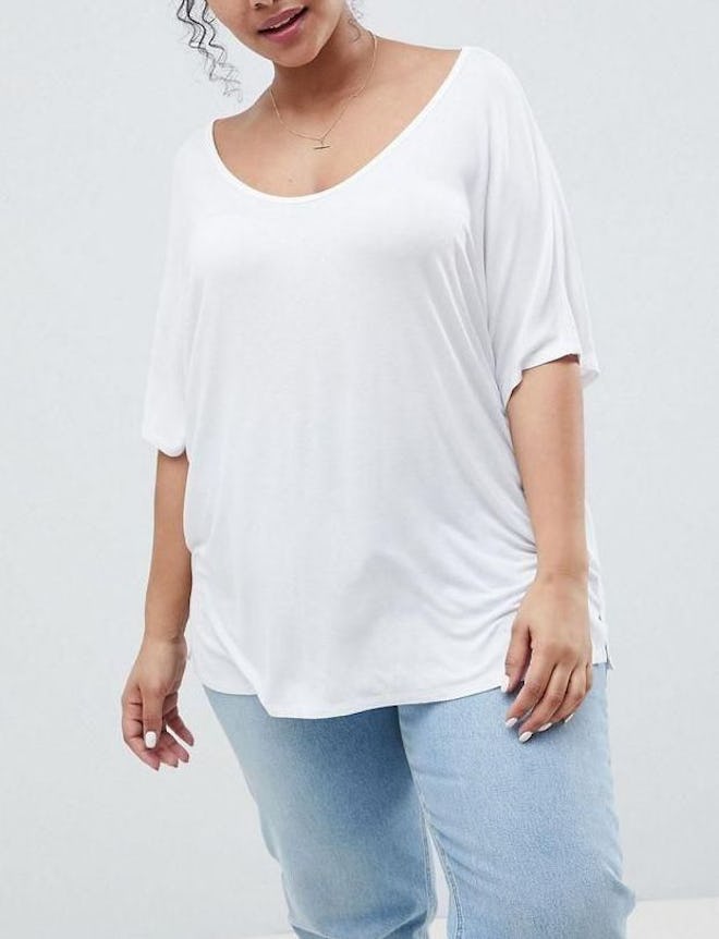 T-Shirt With Drapey Batwing Sleeve