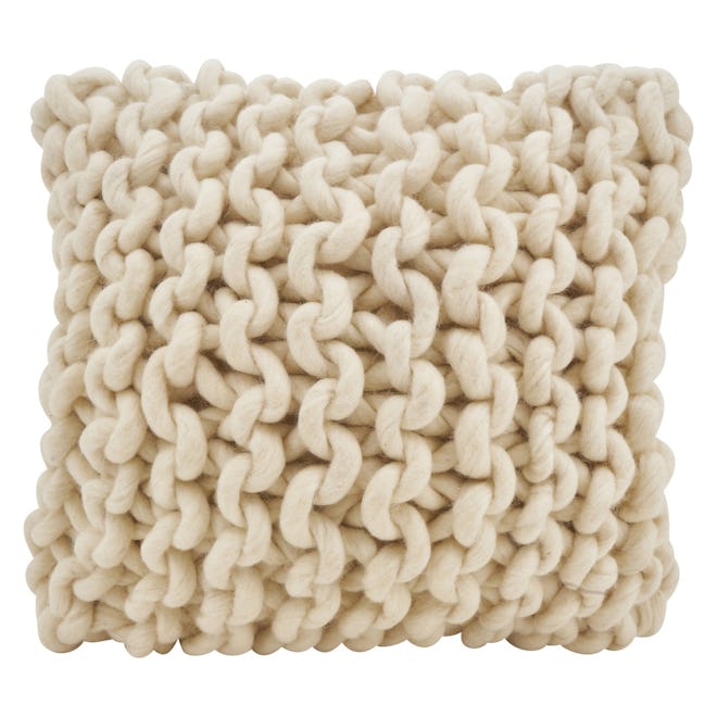 Saro Lifestyle Chunky Knit Filled Down Filled Throw Pillow Cream 