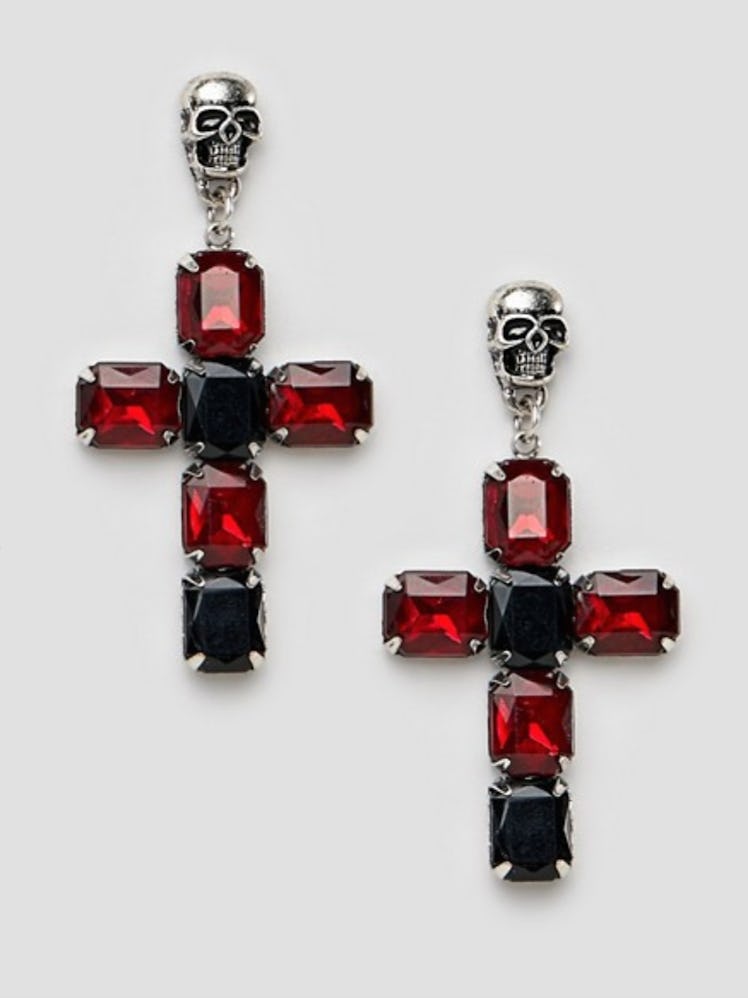 ASOS DESIGN HALLOWEEN Earrings With Jewelled Cross And Skull Design