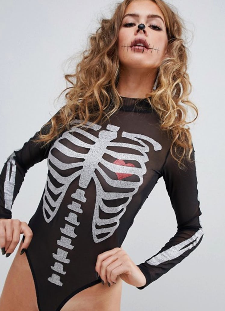 ASOS DESIGN Halloween Body With Glitter skeleton