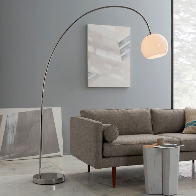 Overarching Acrylic Shade Floor Lamp - Polished Nickel/White