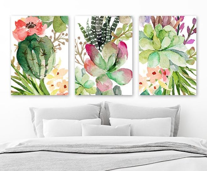 Cactus Succulent Watercolor Wall Art