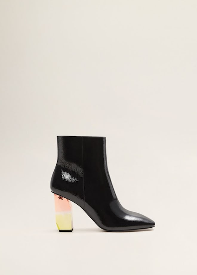 Geometric Heel Leather Ankle Boots