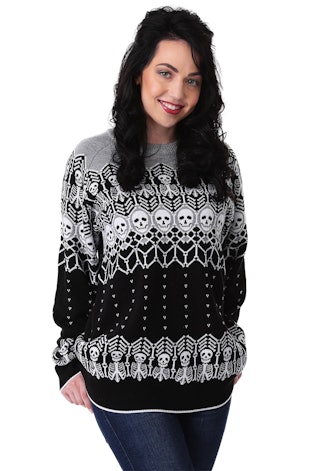 Black And White Skeleton Ugly Halloween Sweater