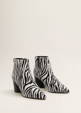 Zebra Leather Ankle Boots