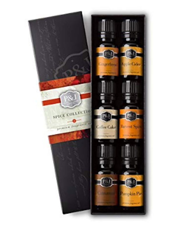 P&J Trading Spice Set of 6 Premium Grade Fragrance Oils - Cinnamon, Harvest Spice, Apple Cider, Coff...