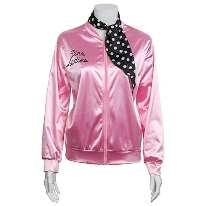 Pink Satin Jacket With Neck Scarf