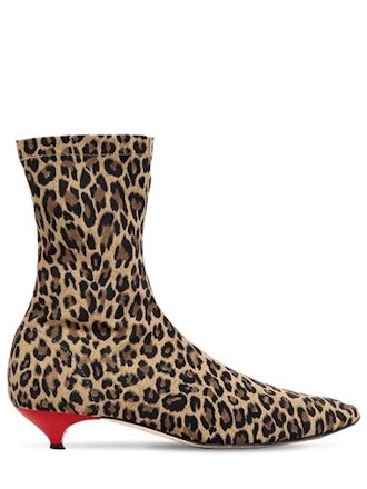 Gia Leopard Stretch Knit Ankle Boot