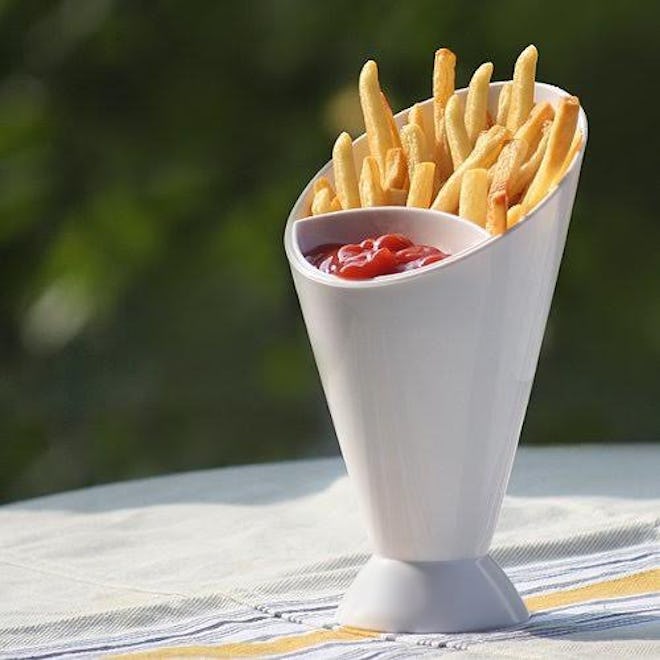 4-Pack French Fry Cone Dipping Cups For French Fries And Veggies w/ Removable Dip Cup