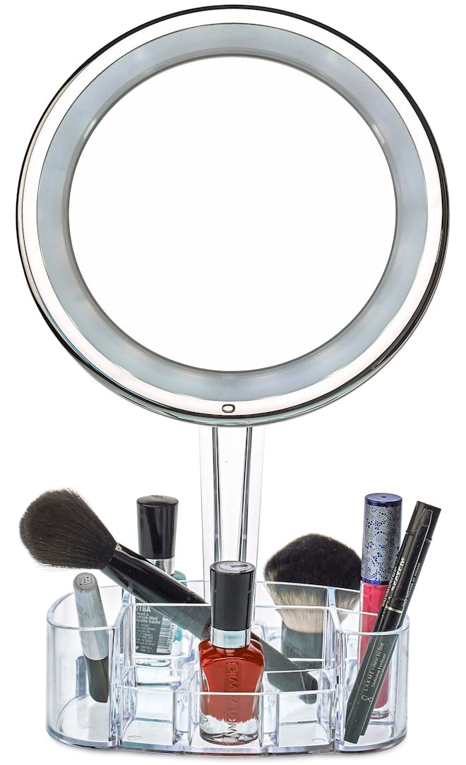 daisi Magnifying Lighted Makeup Mirror with Cosmetic Organizer Base