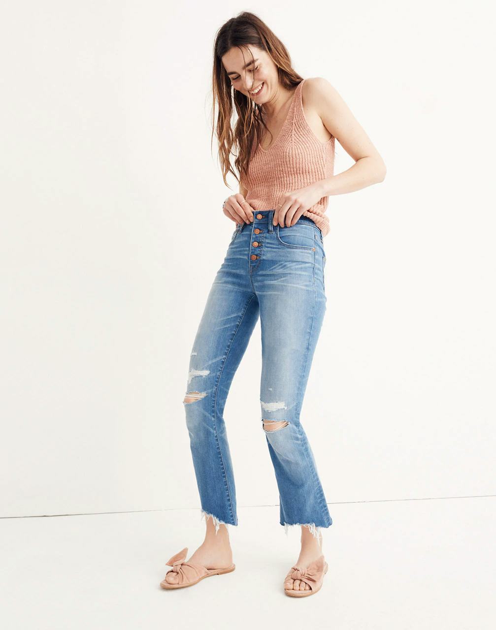 cali high waist crop demi boot jeans