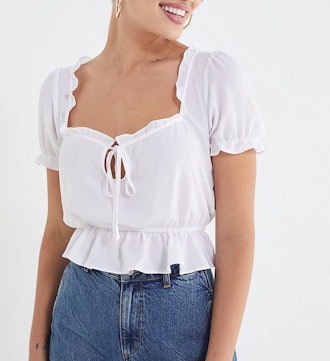 Riley Ruffle Tie-Front Blouse
