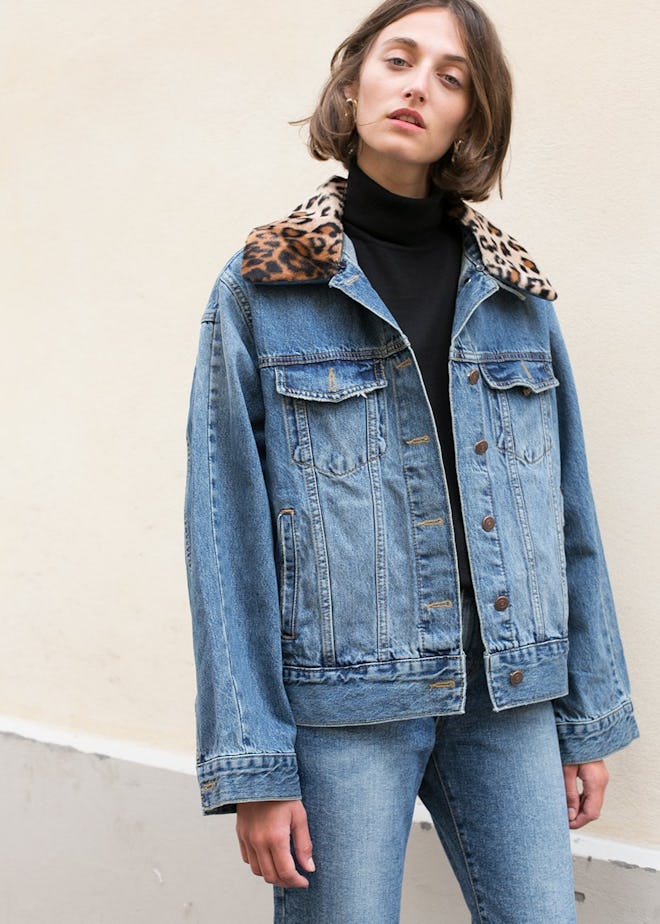 Blue Denim & Leopard Jacket