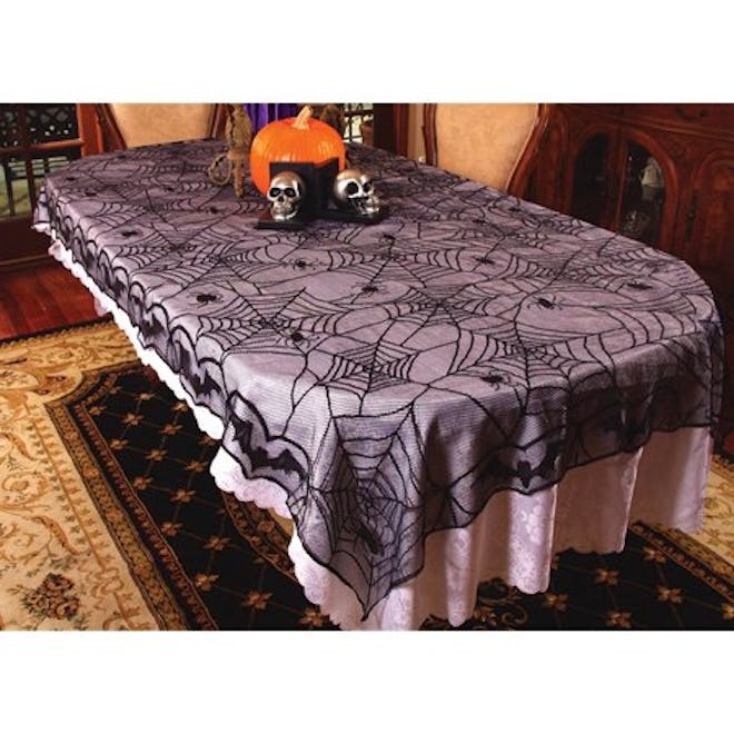 48" x 96" Lace Spider Web Table Cloth Halloween Decoration