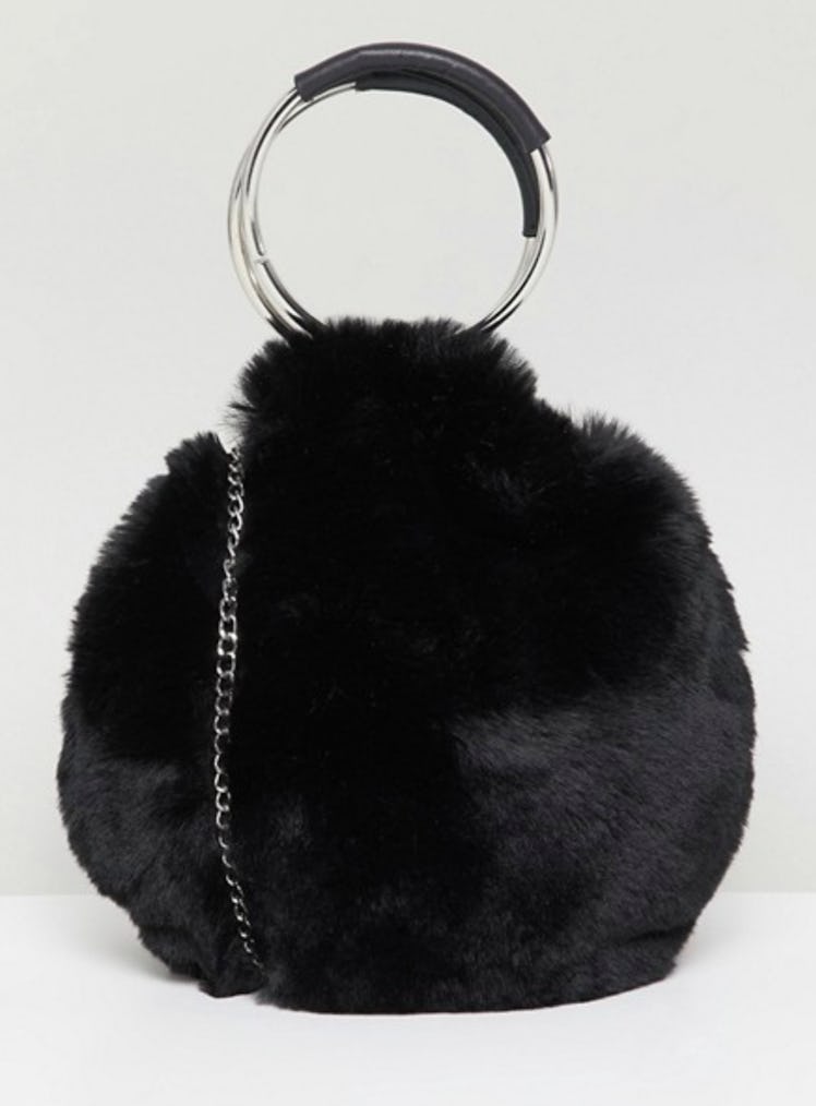 New Look Round Fur Bag