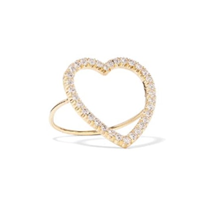 Diamond Large Open Heart Ring