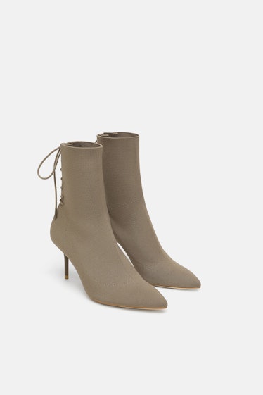 LACED HIGH-HEEL ANKLE BOOTS