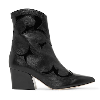 Felix Patent-Trimmed Leather Ankle Boots