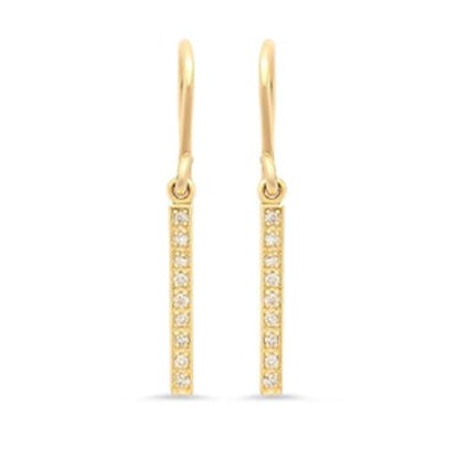 Diamond Long Bar Drop Earrings