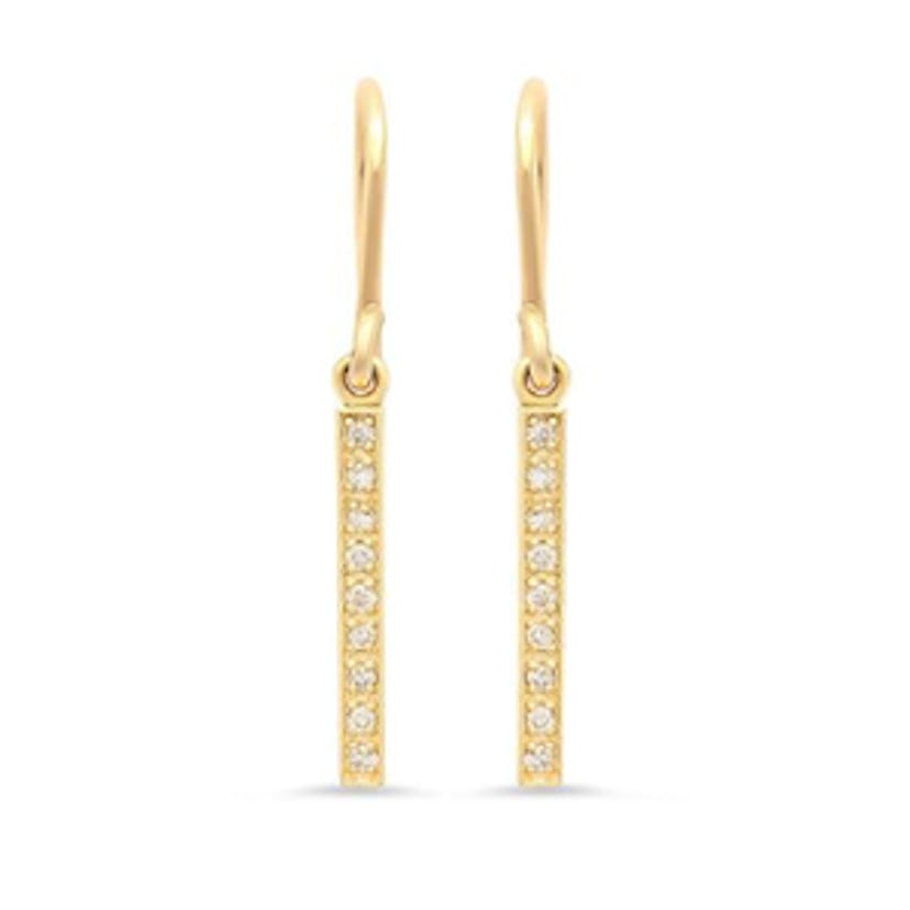 Diamond Long Bar Drop Earrings