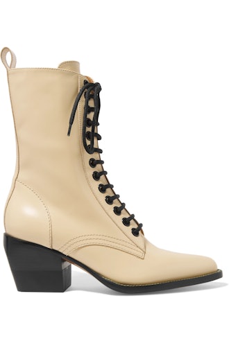 Rylee Glossed-Leather Lace-Up Boots