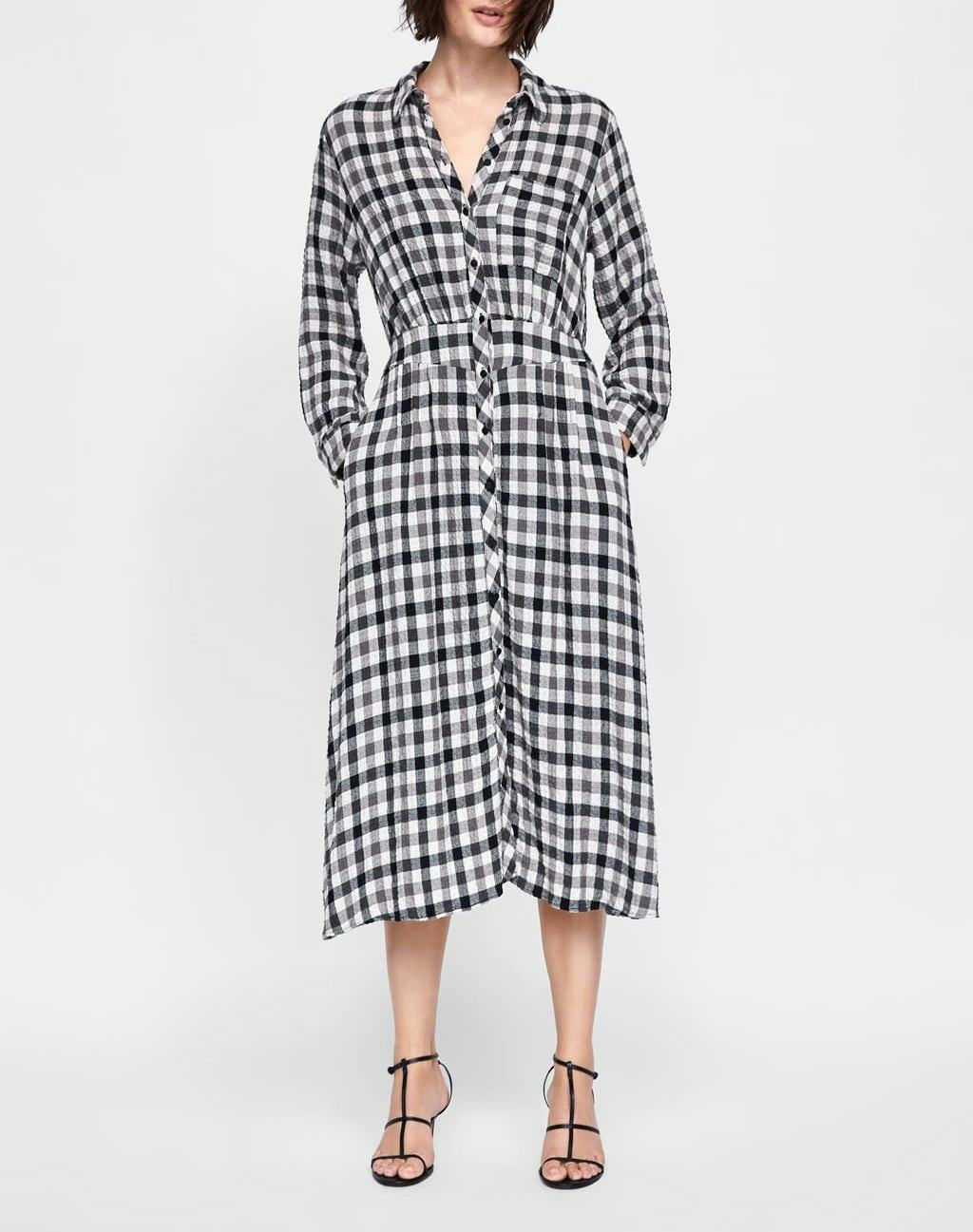 zara checked shirt dress