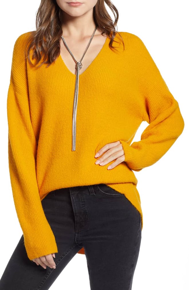 Something Navy Low Neckline Slouchy Pullover 