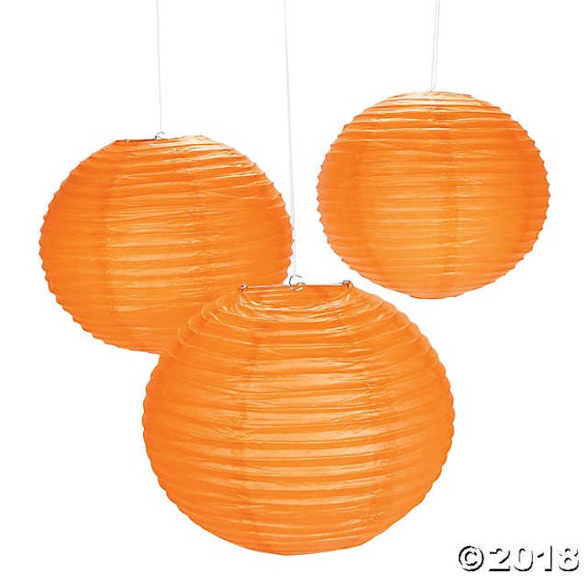 Giant Orange Pumpkin Purée Hanging Paper Lanterns