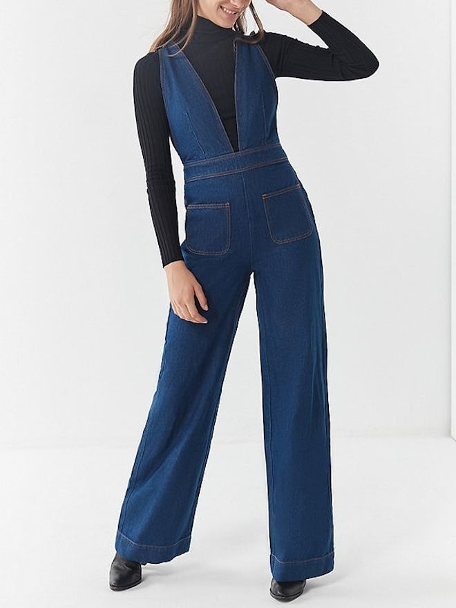 Eleanor Plunging Denim Jumpsuit