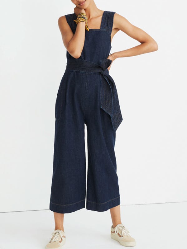 eleanor plunging denim jumpsuit