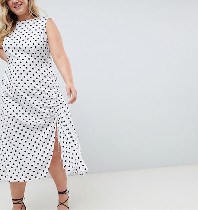 Sleeveless Mxi Dress In Polka Dot 