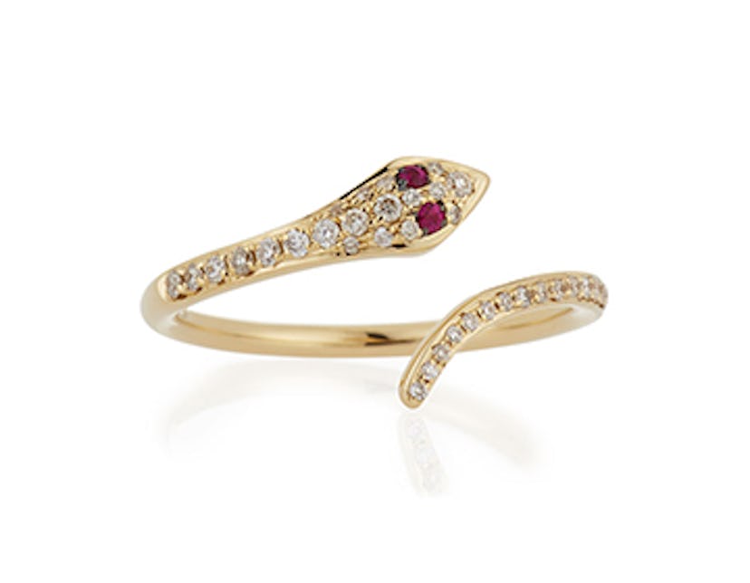 EF Collection Gold Diamond Snake Ring