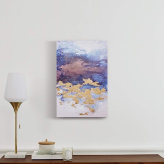 Abstract Clouds With Gold Leaf Accent On Canvas