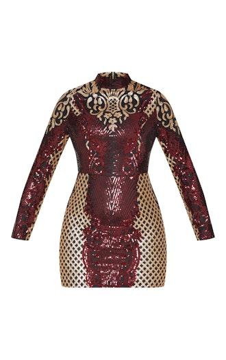 High Neck Sequin Bodycon Dress