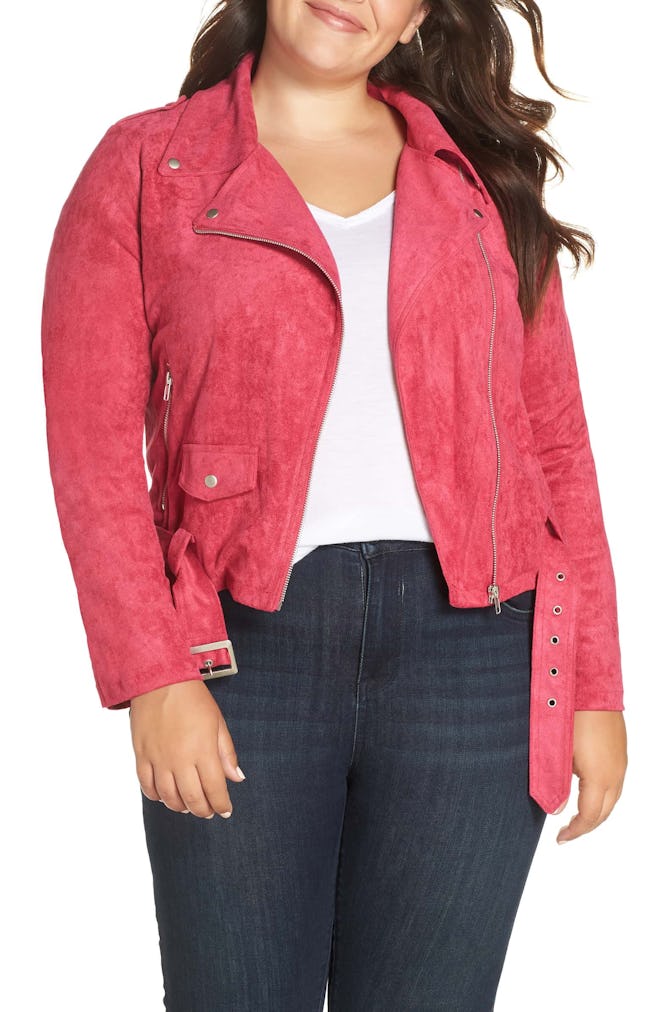 Faux Suede Biker Jacket