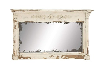Antique White Wood Vintage Wall Mirror