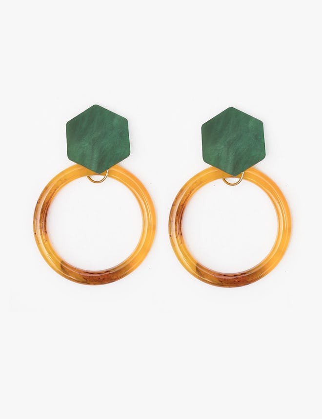 Green Geometric Earrings