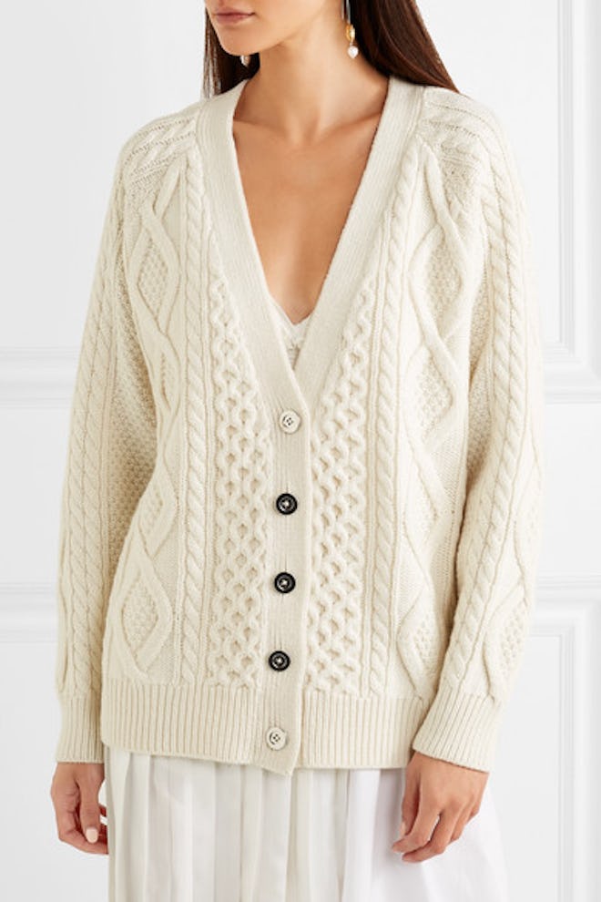 Cable-Knit Wool Cardigan